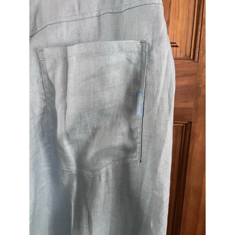 Vintage‎ Davoucci Mens 100% Linen Blue Baggy Wide Leg Pants 34x33 Old Money Y2K